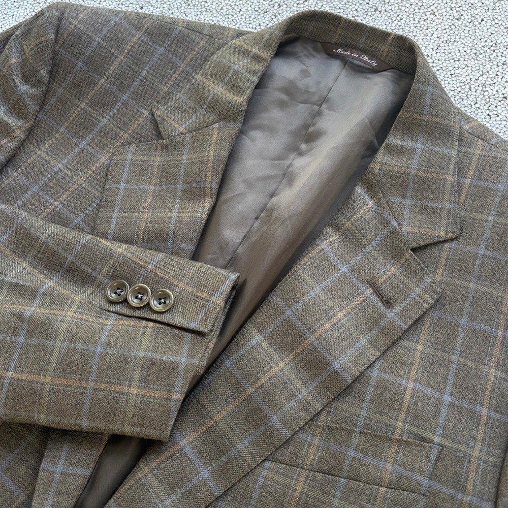 Canali Blazer 42S Brown Plaid Aldo's Super 120s Wool Italy Professional Academic - Picture 2 of 15